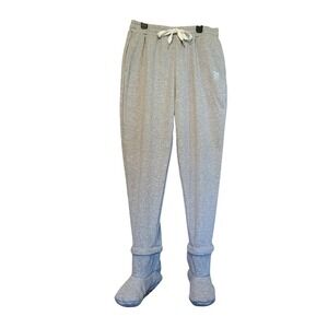 Cozy Toes Sherpa Fleece Footed Sweatpants Unisex S Heather Gray Slipper Feet